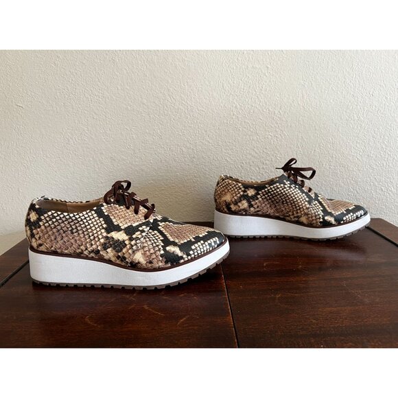 Aldo Lovirede Oxford Shoe Platform Sz 7 Snakeskin Brown Tan Lace-Up - Picture 6 of 10
